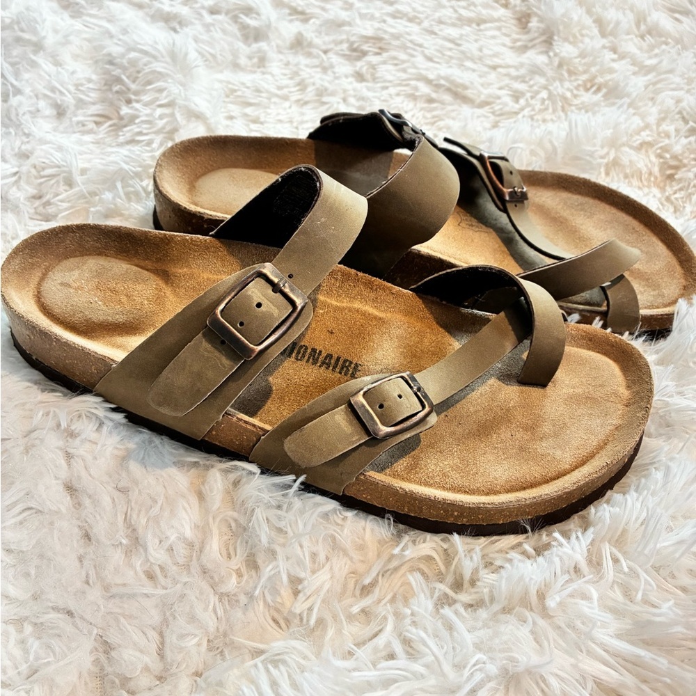 Cushionaire Cork Footbed Sandals | Double Strap Buckle
